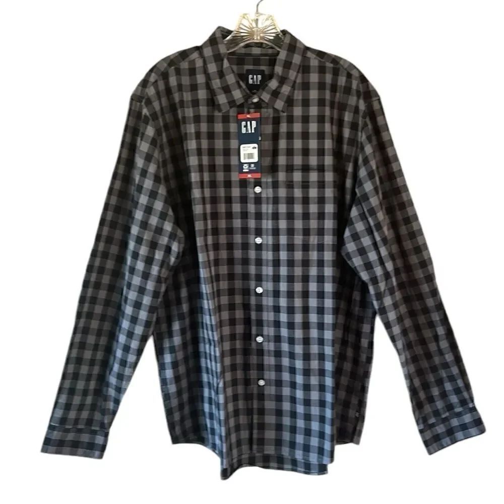 NEW Gap Mens Black And Grey Button Down Shirt - Picture 4 of 5
